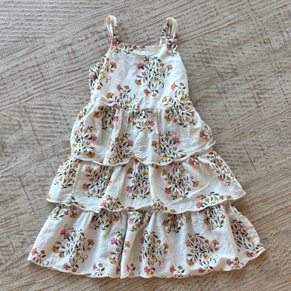 Old Navy Kids Floral Tiered Dress - Cream and Pink